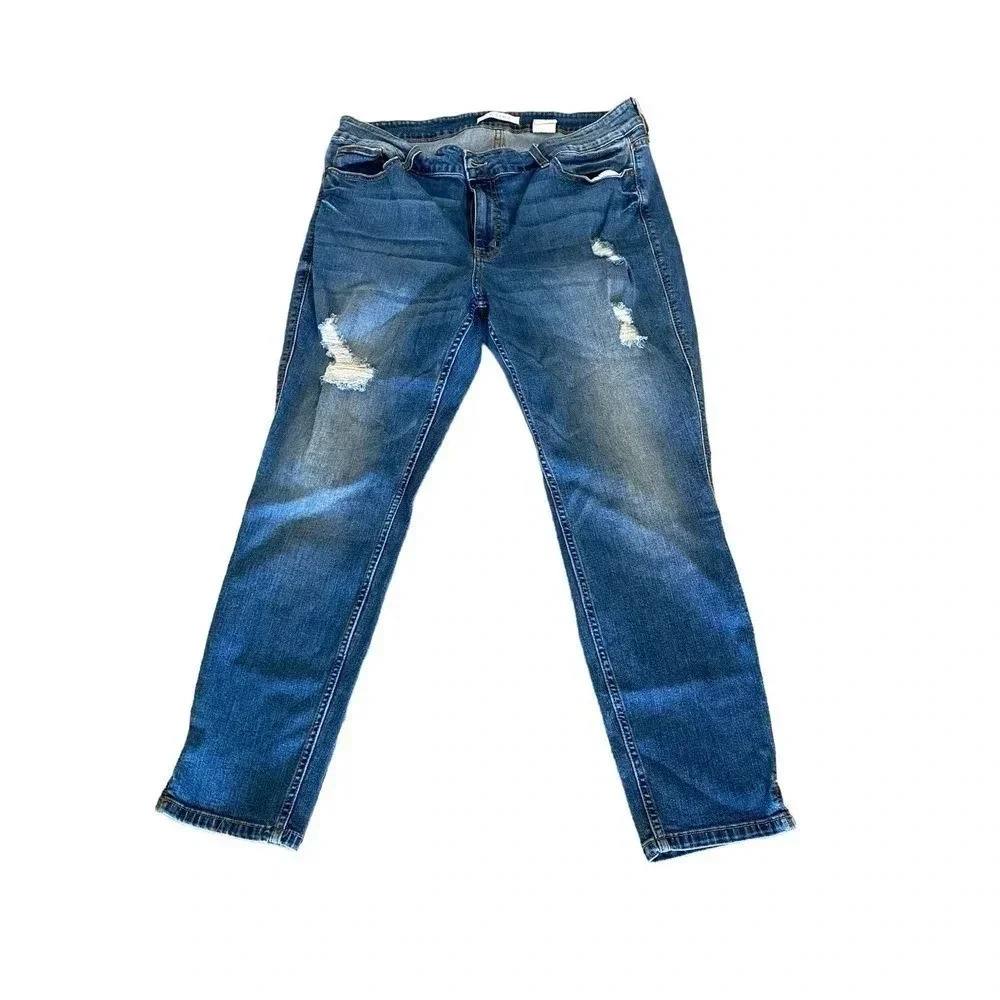 Eunina Kasia Women's Blue Low Rise Skinny Leg Cropped Denim Jean Size 2XL